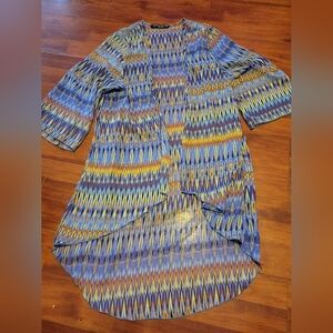 Blue multicolor Aztec/boho kimono. Size M/L.
